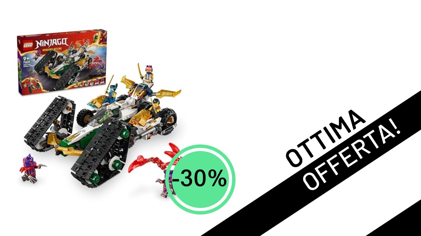 LEGO NINJAGO: Il Cingolato del Team Ninja 4 in 1 sfreccia su Amazon con uno sconto del 30%!