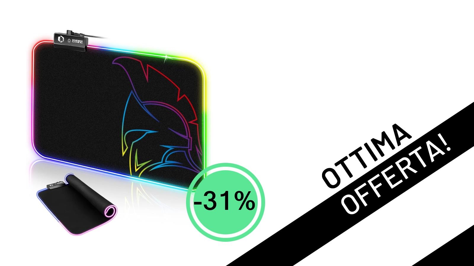 Offerta imperdibile: il Tappetino Mouse Gamer Dark Rainbow RGB LED di EMPIRE GAMING a un prezzo stracciato!