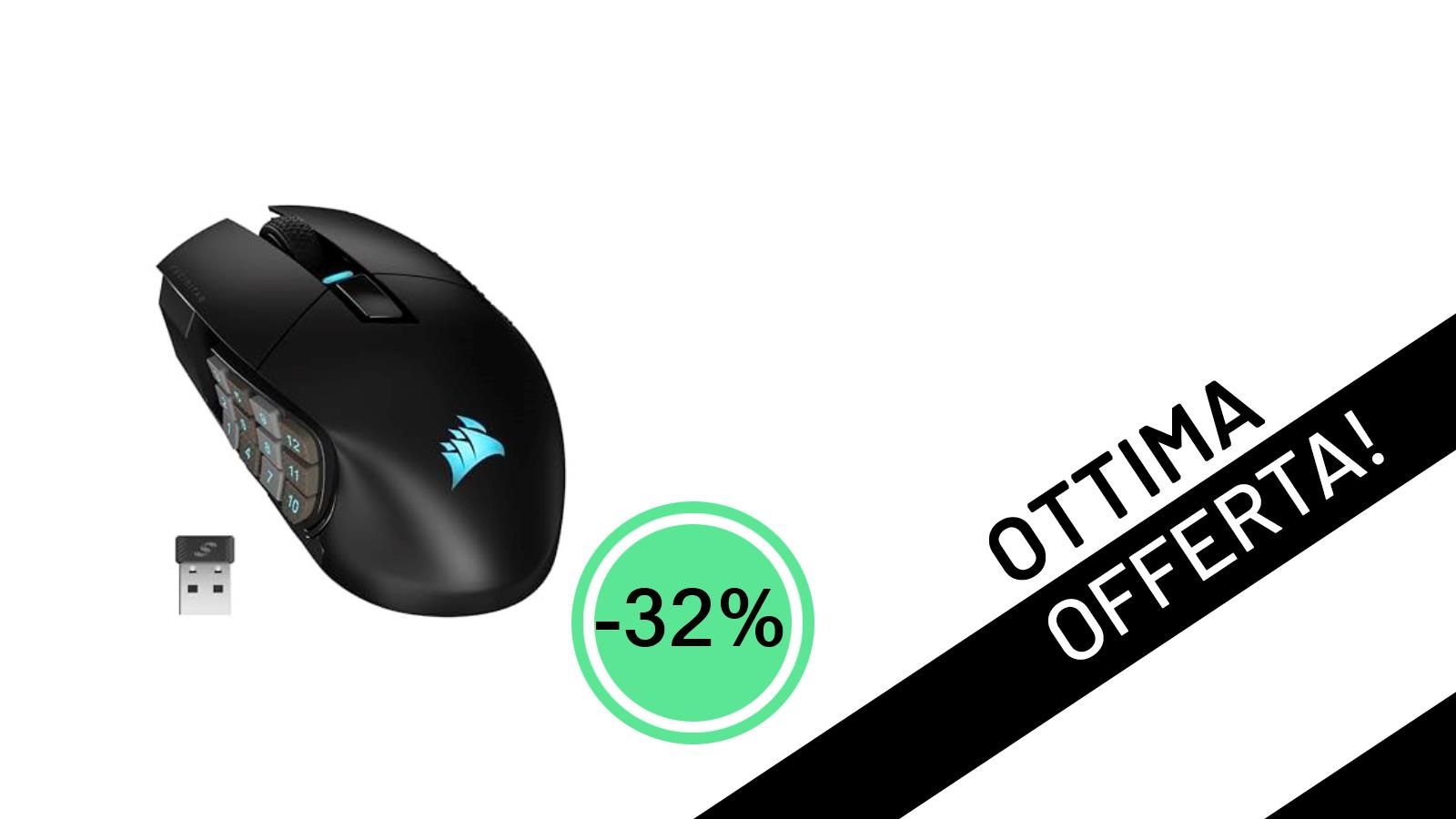 Offerta Esplosiva: Il Mouse Corsair SCIMITAR ELITE RGB WIRELESS MMO al -32%!