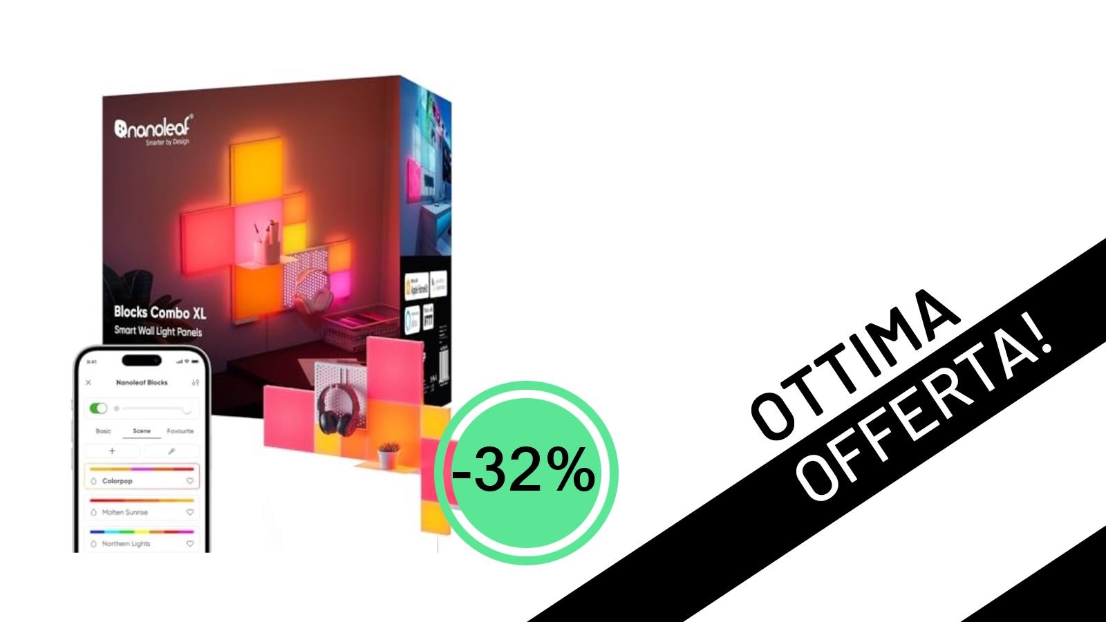 Rivoluziona la Tua Illuminazione: Nanoleaf Blocks Kit Iniziale con il 32% di Sconto!