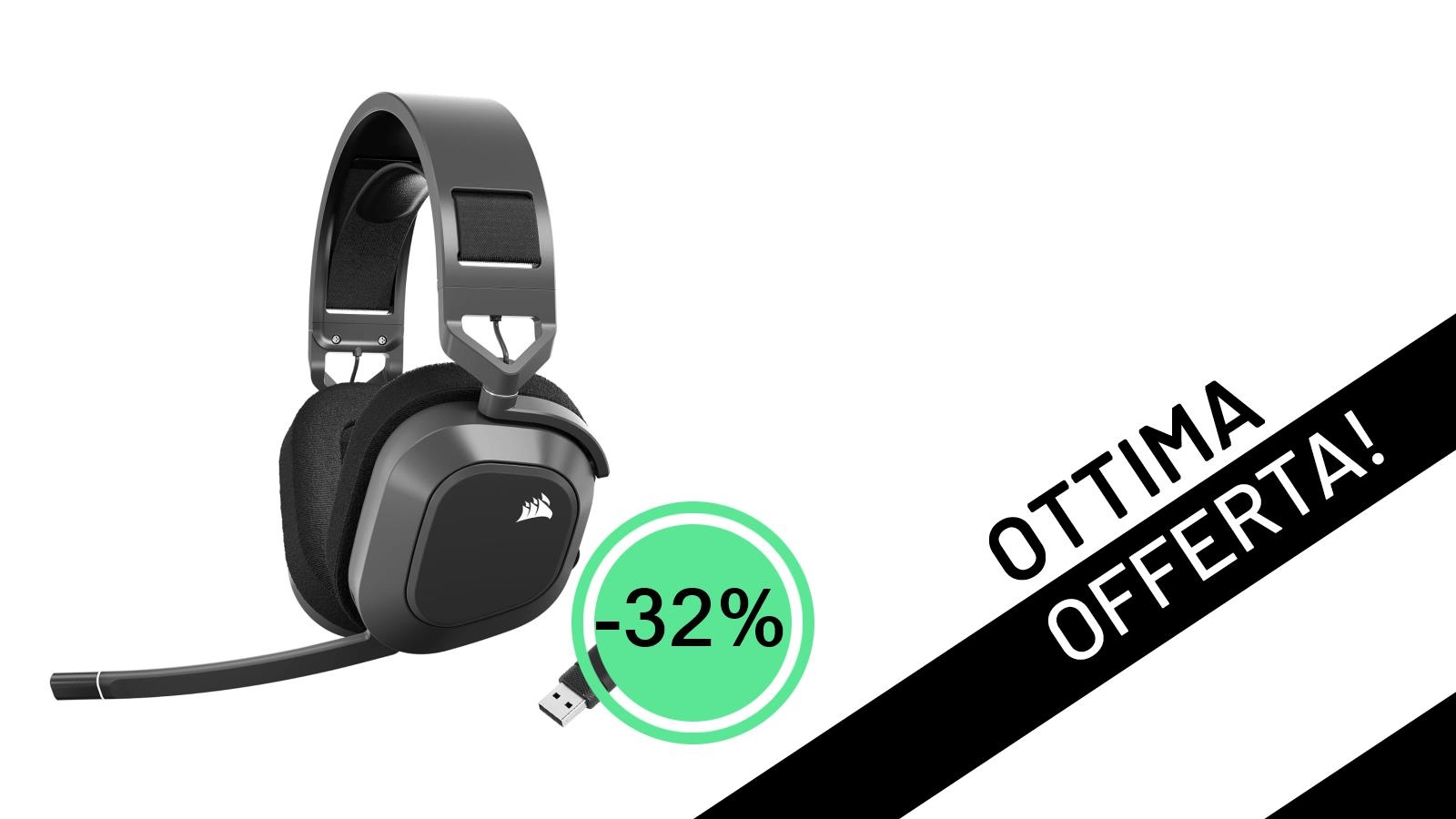 Le Cuffie Gaming Corsair HS80 MAX sono in super offerta: audio premium e libertà wireless a soli 129,99€!