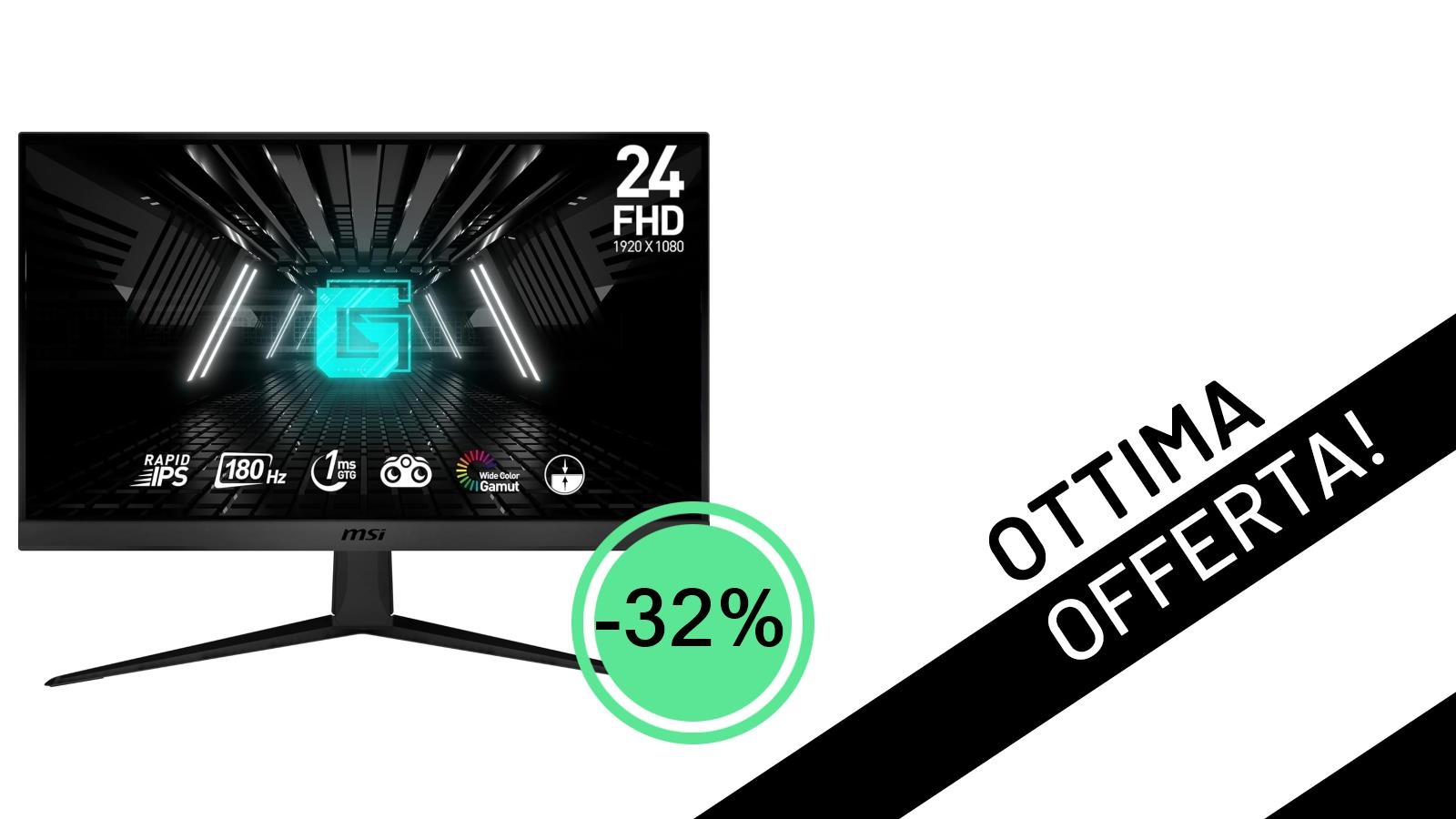 MSI G2412F: Il Monitor Gaming Rapid IPS da 180Hz Scontato del 32% a Soli 114,83€!