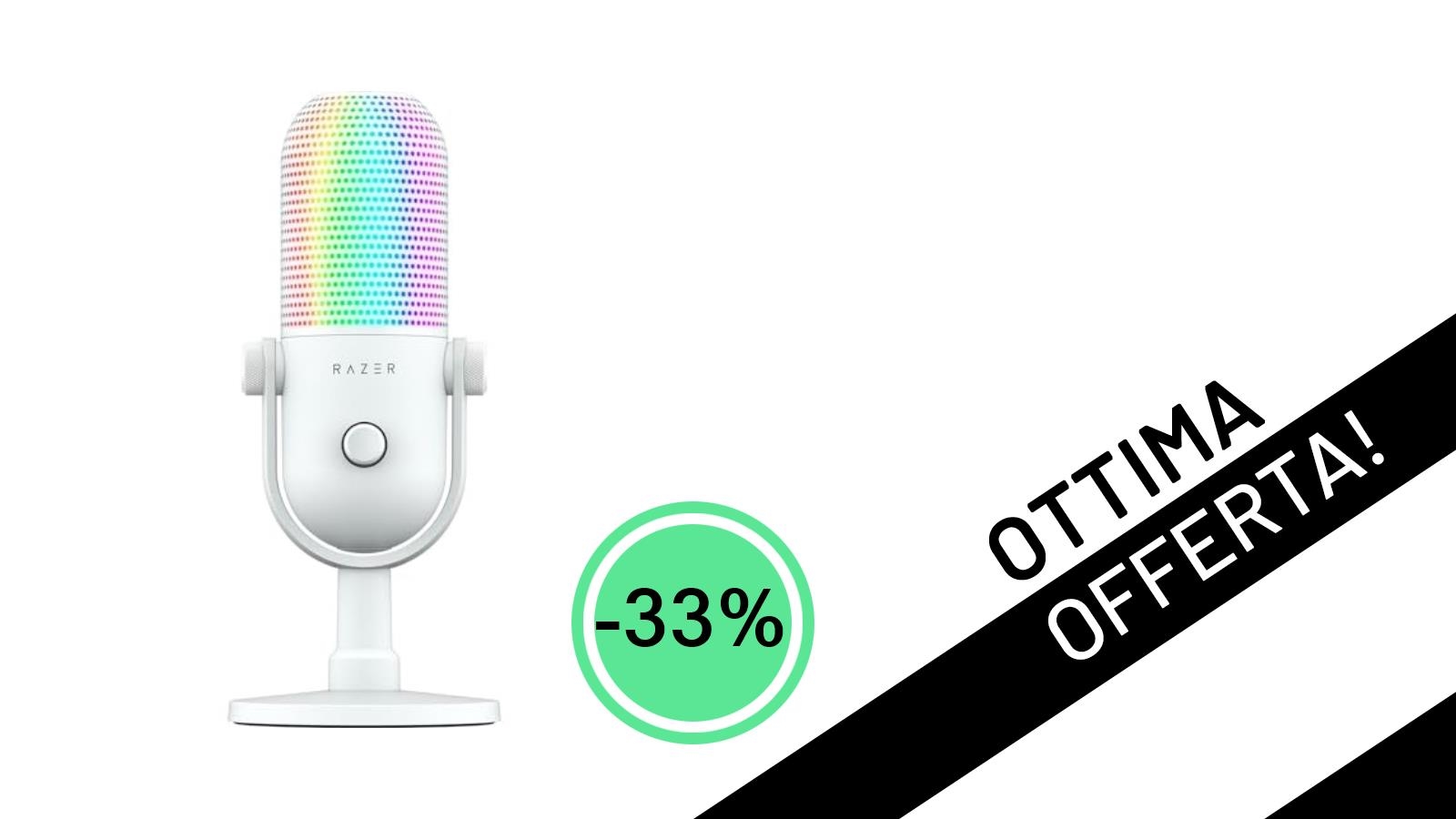 Cattura Ogni Dettaglio: Razer Seiren V3 Chroma Bianco Scontato del 33% per il Tuo Streaming!
