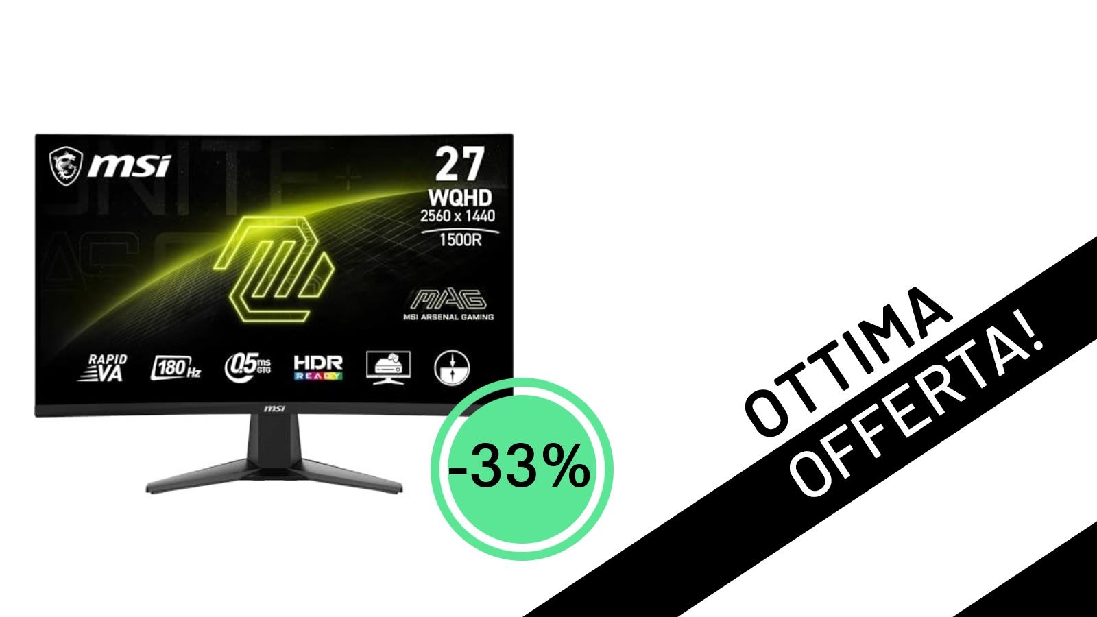 Offerta Imperdibile: Il Monitor Gaming MSI MAG 27CQ6F Crolla a 185,84€ con uno Sconto del 33%!