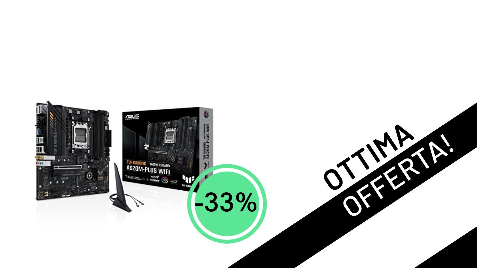 Offerta Lampo: la ASUS TUF GAMING A620M-PLUS WIFI scontata del -33% a soli 119€!