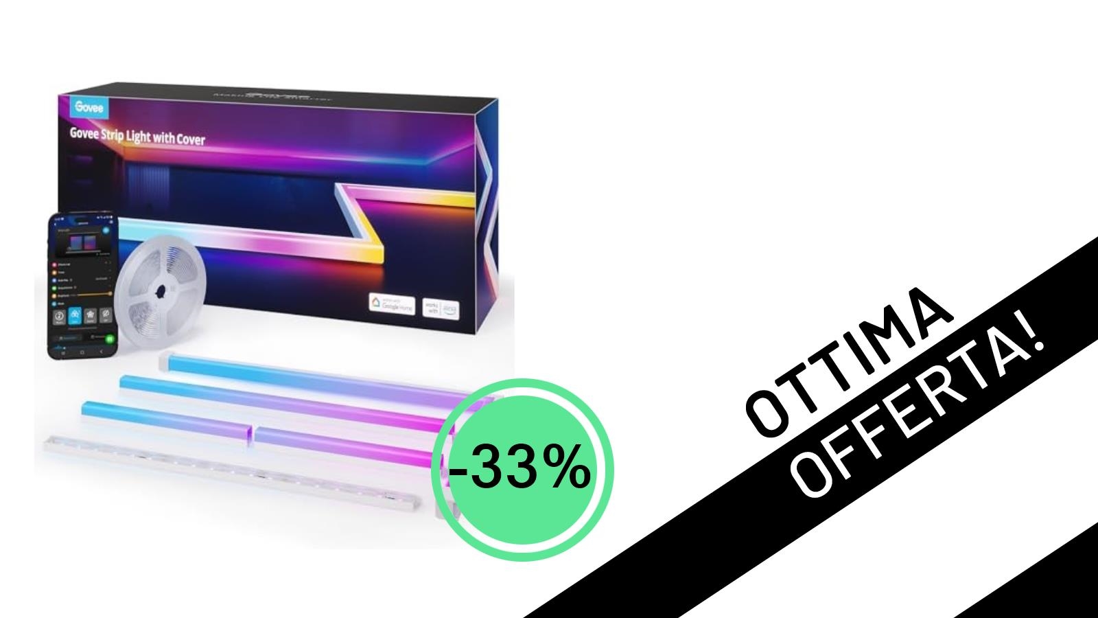 Illumina la Tua Casa con Stile e Intelligenza: Le Strisce LED Govee RGBIC con Copertura Scontate del 33%!