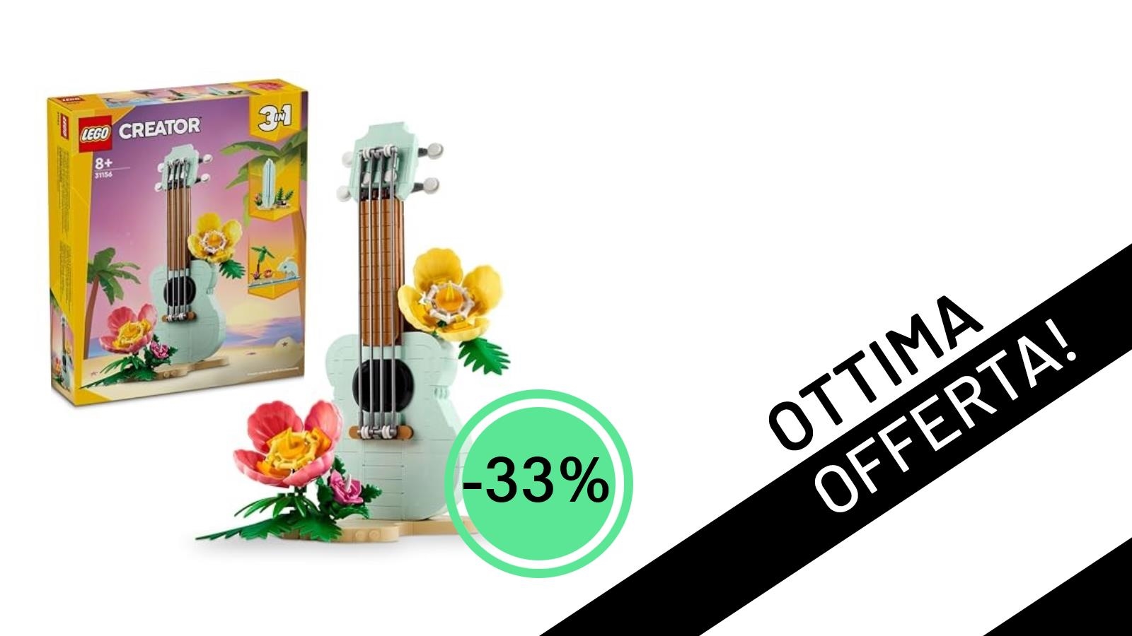 L'Ukulele Tropicale LEGO 31156 è in offerta lampo con uno sconto incredibile del -33%!