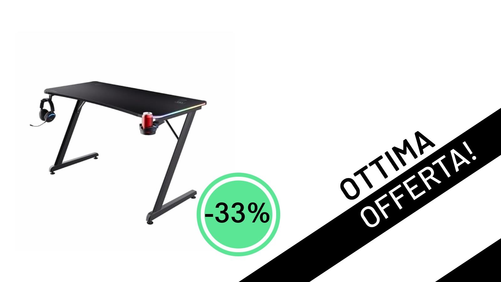 Illumina la tua postazione gaming: la scrivania Trust Gaming GXT 709 Luminus è in offerta imperdibile a soli 127,99€!