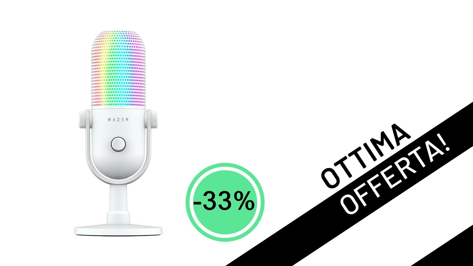 Cattura Ogni Dettaglio: Razer Seiren V3 Chroma Bianco Scontato del 33% per il Tuo Streaming!