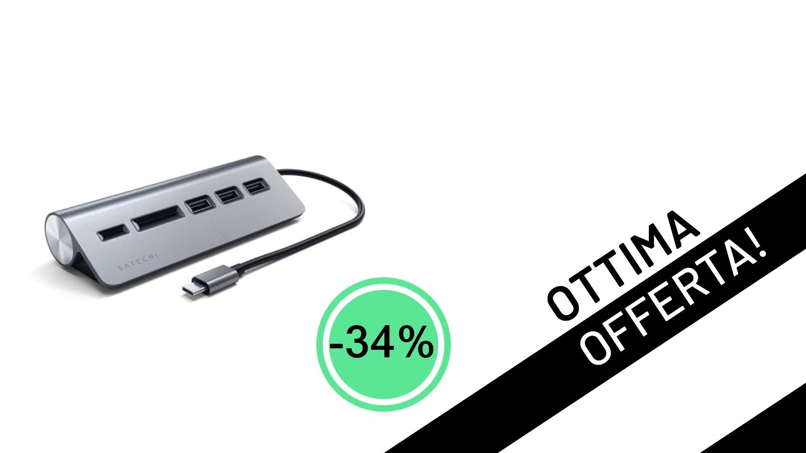 Satechi 5 in 1 Hub USB C: L'offerta imperdibile per espandere la tua connettività a soli 26,59€