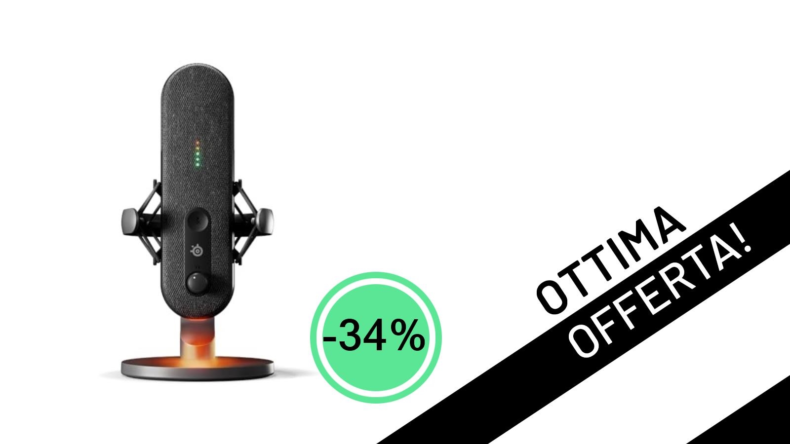 SteelSeries Alias Mic USB: L'audio professionale per gaming e streaming con il 34% di sconto!