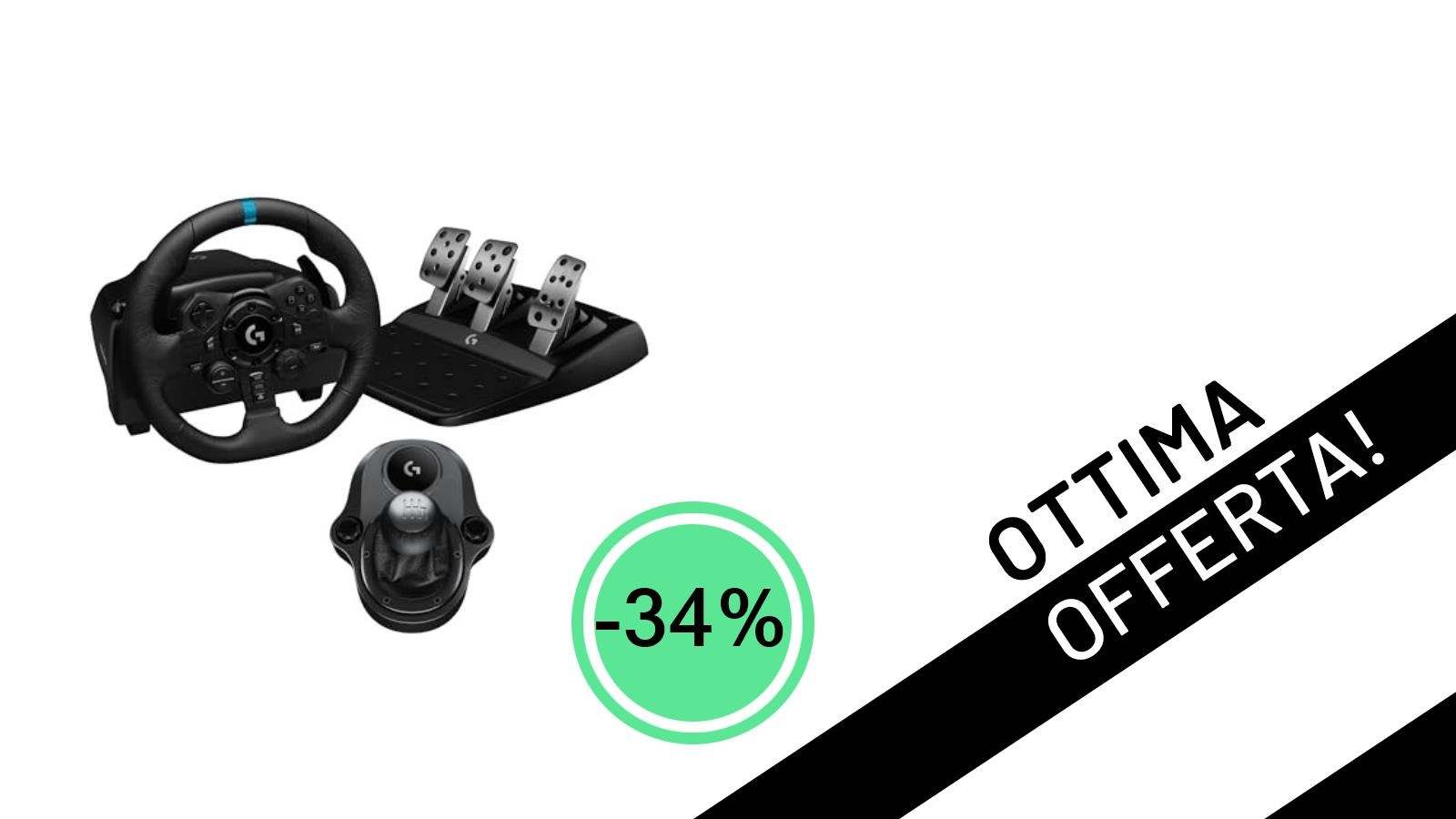 Logitech G923 Volante e Pedali + Leva di Cambio: Il Set Completo Logitech G Scontato del 34% a Soli 313,80€!