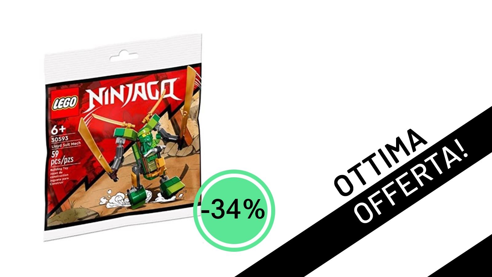 Affare Imperdibile! Il LEGO Ninjago Mech di Lloyd (30593) Scontato del -34% a Soli 6,08€
