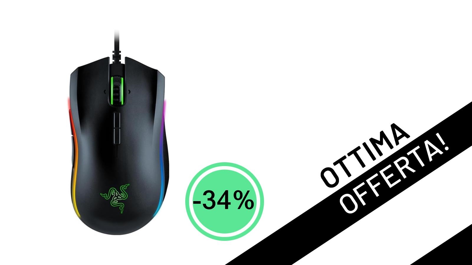 Razer Mamba Elite: L'Iconico Mouse Gaming Scontato del 34% a Soli 65,69€!