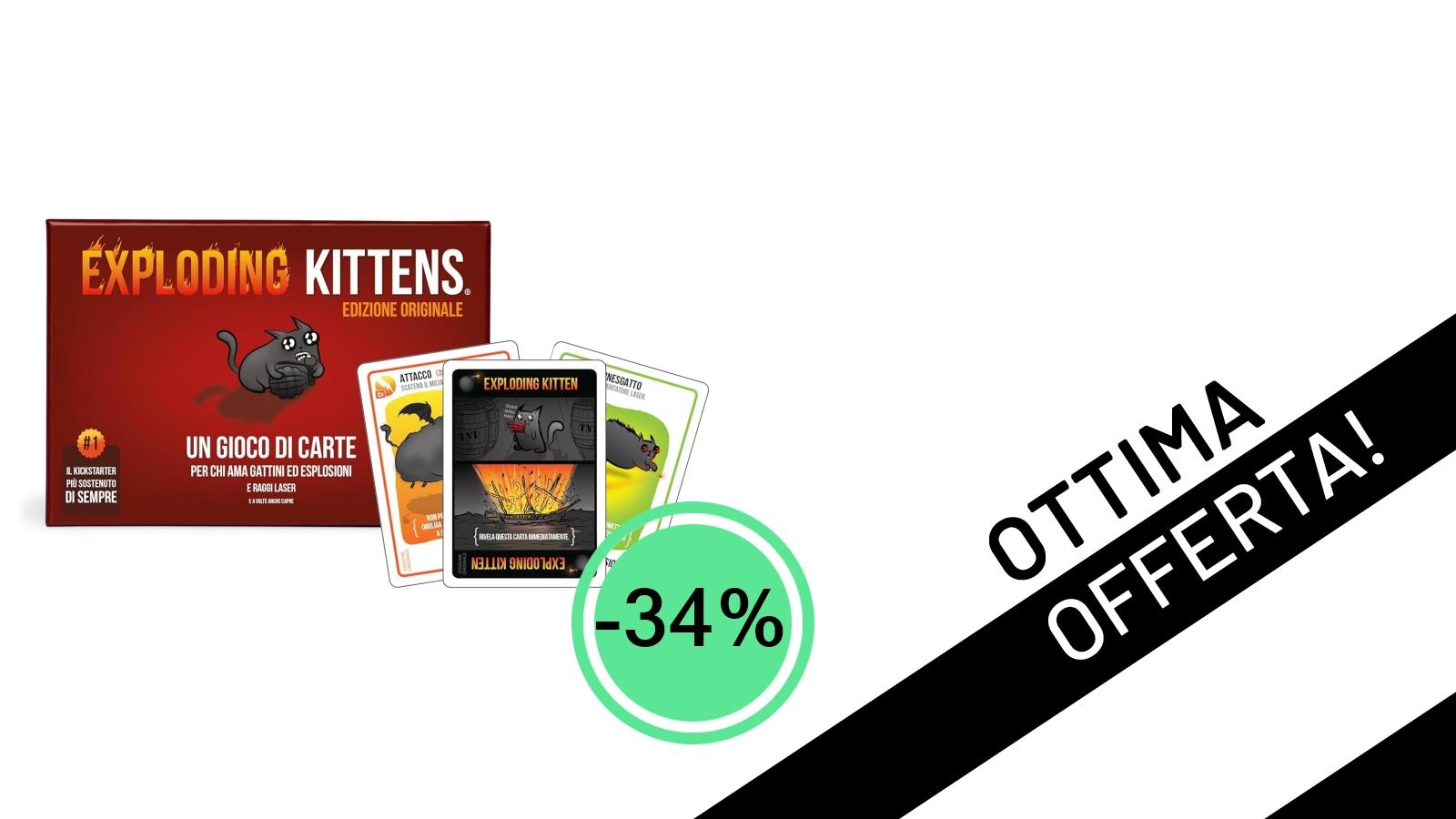 L'esilarante Exploding Kittens di Asmodee è in offerta a soli 15,08€: un party game imperdibile!