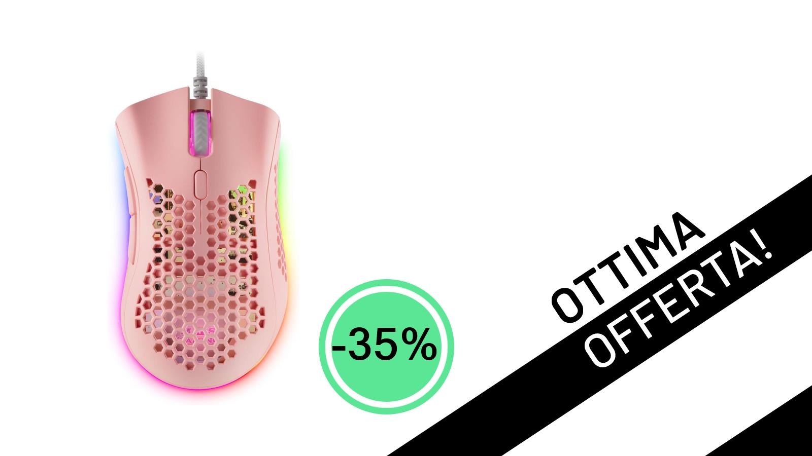 Mars Gaming MMEX Rosa: Mouse Gaming Premium a un Prezzo Sbalorditivo, Scontato del 35%!