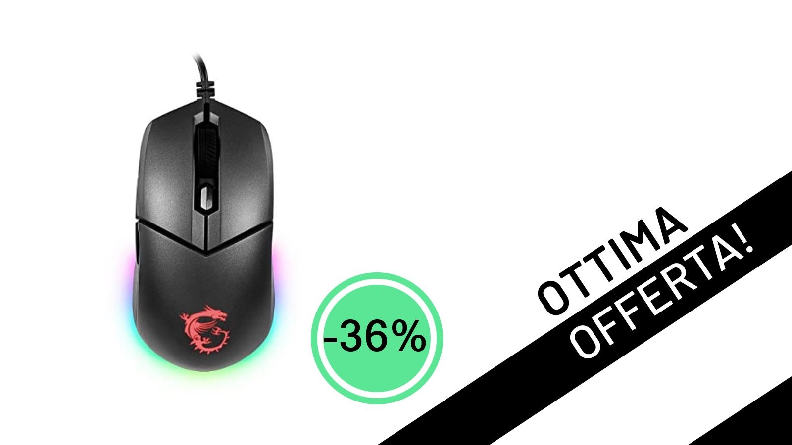 MSI Clutch GM11: Il Mouse Gaming RGB Simmetrico a soli 19€, Sconto del 36%!