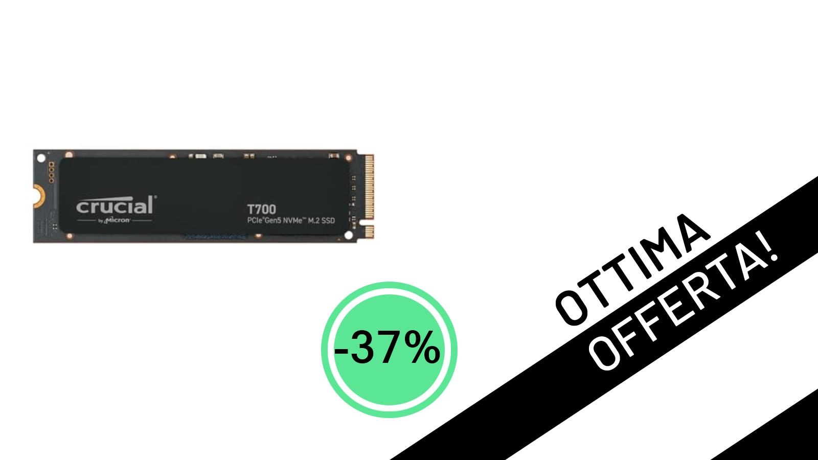 Crucial T700 SSD 1TB PCIe Gen5: Velocità Estreme con uno Sconto del 37% a soli 172,01€!