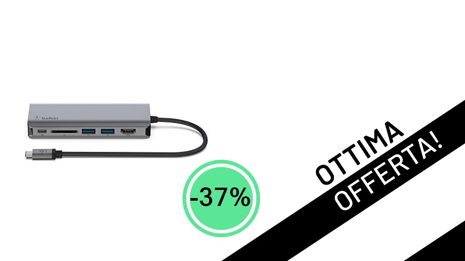 Occasione Imperdibile: Belkin Hub USB-C 6 in 1 a soli 50,19€ con il 37% di Sconto!