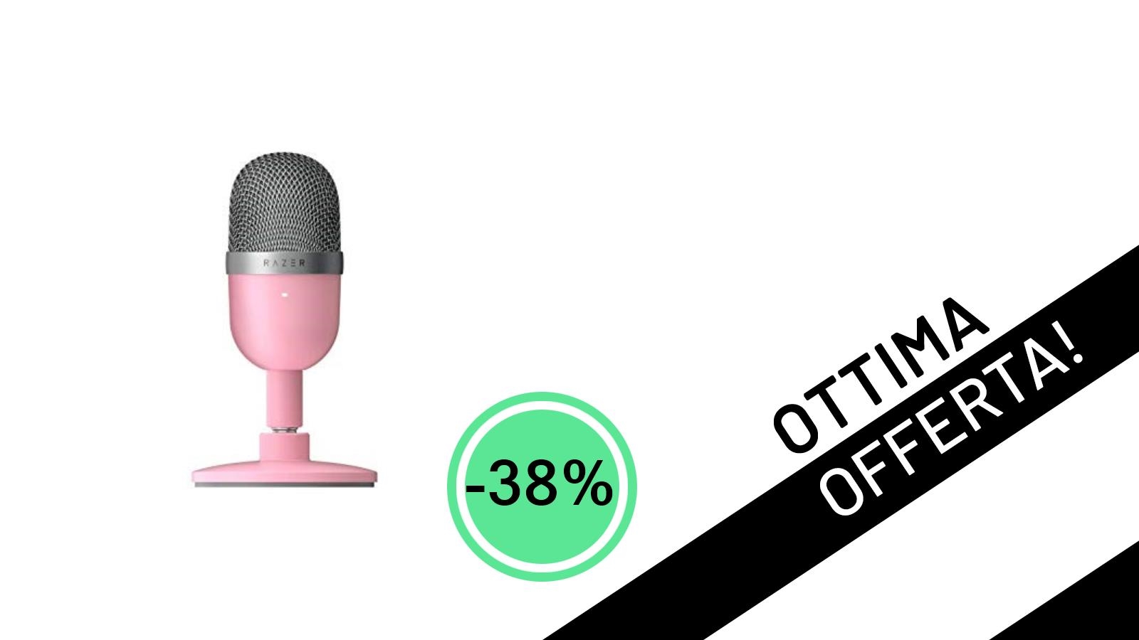 L'iconico Razer Seiren Mini Rosa è in offerta lampo: il microfono da streaming ultra-compatto a soli 23,49€!