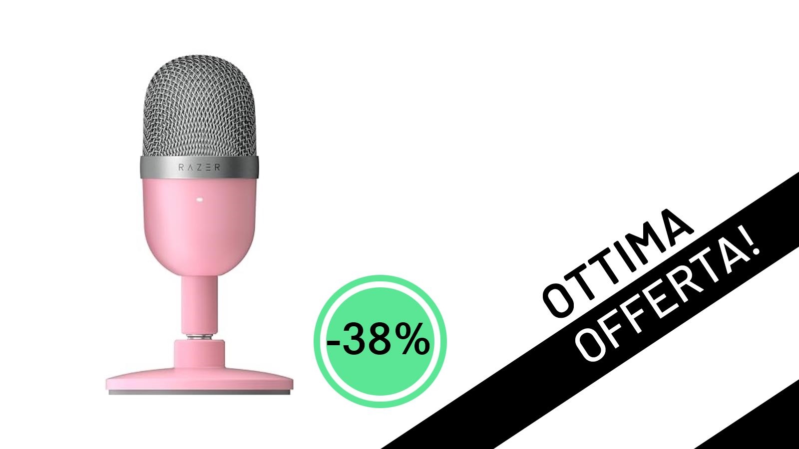 L'iconico Razer Seiren Mini Rosa è in offerta lampo: il microfono da streaming ultra-compatto a soli 23,49€!