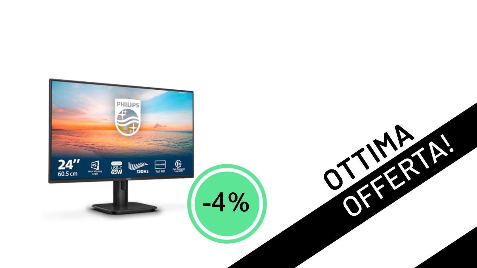 Philips 24E1N1300A: Il Monitor Full HD da 24 Pollici con USB-C in Offerta a un Prezzo Irresistibile!