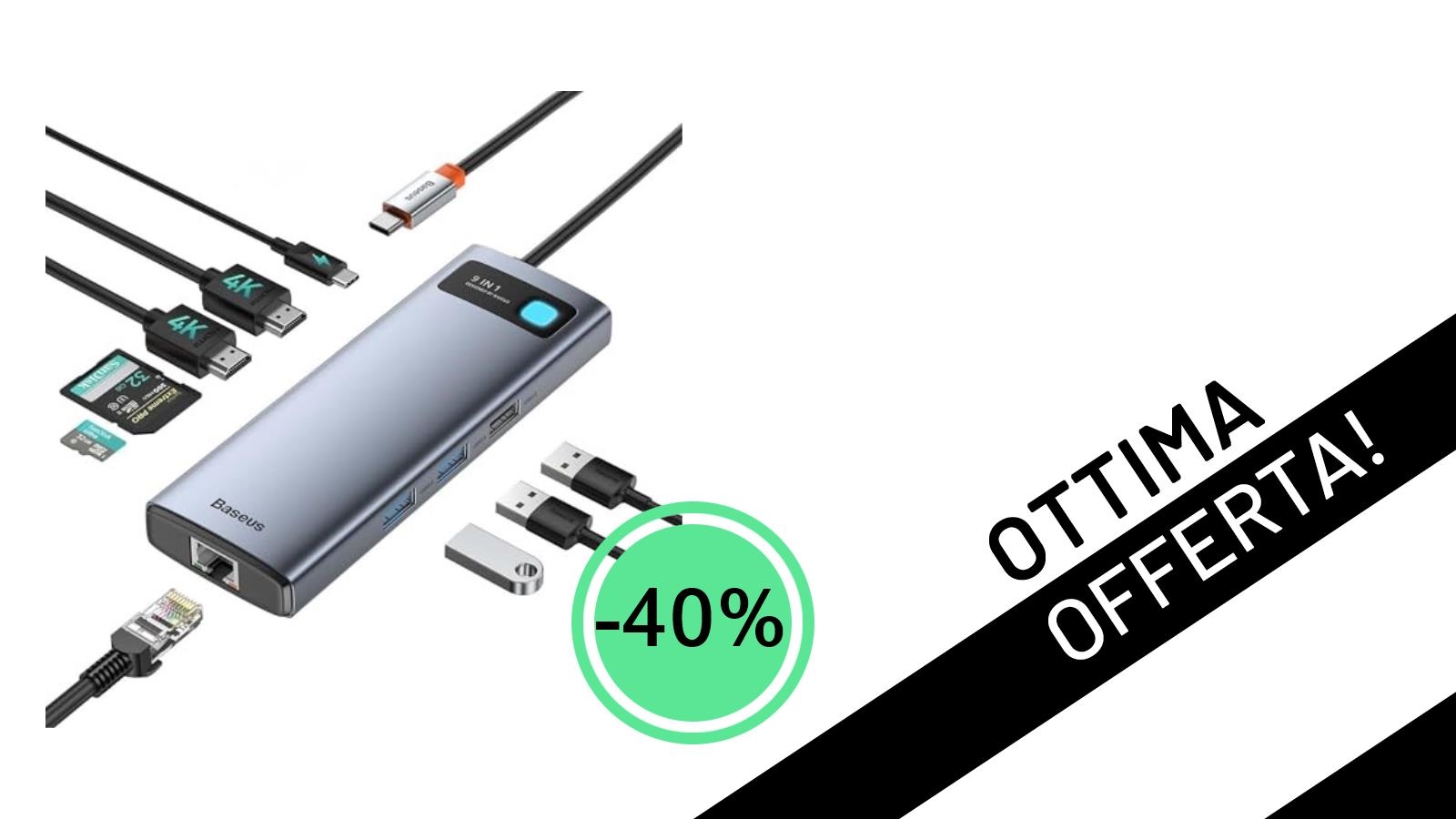 Trasforma il Tuo Laptop: La Docking Station Baseus 9-in-1 Scontata del 40% è un Affare da Non Perdere!