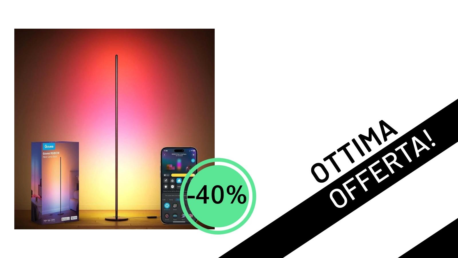 Govee Lampada da Terra LED RGBIC: L'Illuminazione Smart a Soli 53,99€ con il 40% di Sconto!