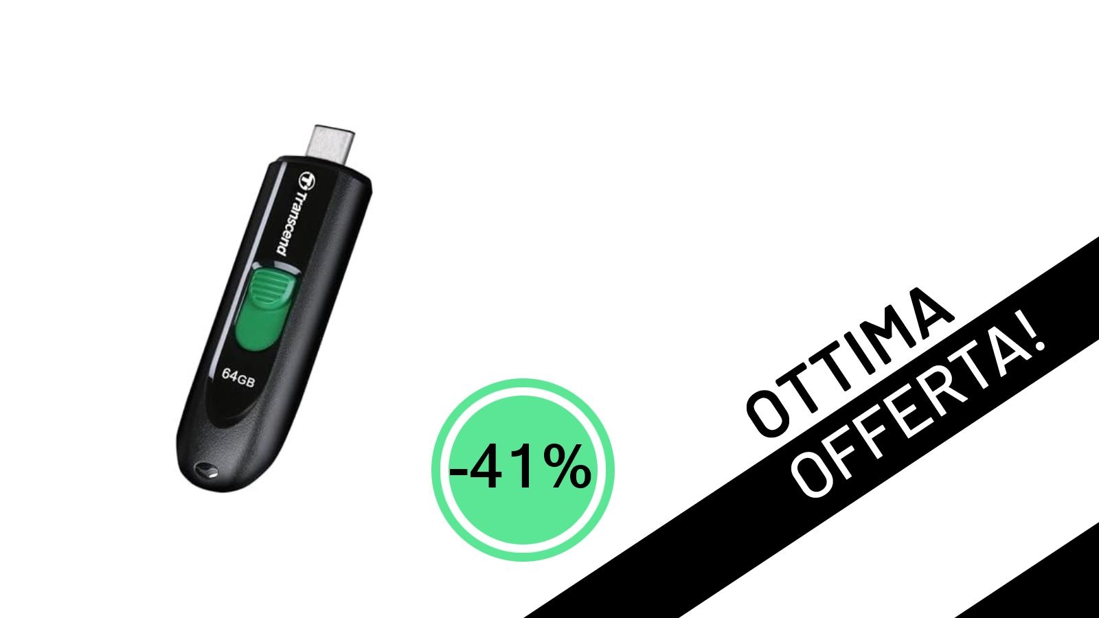 Transcend JetFlash 790C 64GB Type-C: L'offerta imperdibile a soli 9,99€ con il -41% di sconto!