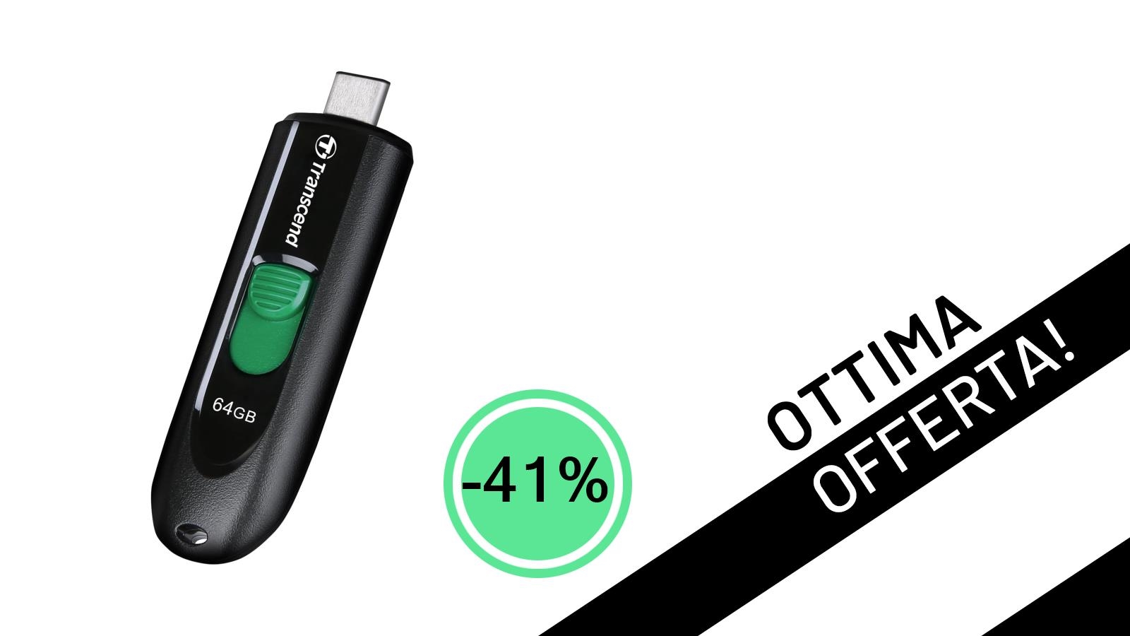 Transcend JetFlash 790C 64GB Type-C: L'offerta imperdibile a soli 9,99€ con il -41% di sconto!