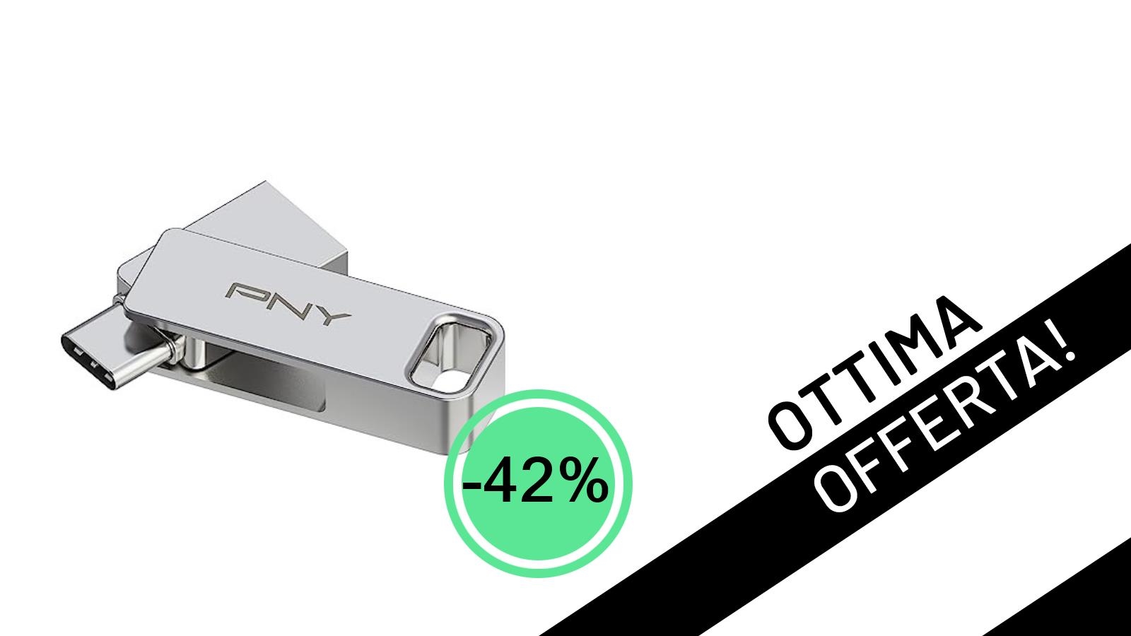 Offerta Shock: La PNY Duo Link 64GB Pendrive a soli 11,13€ con uno sconto del 42%!