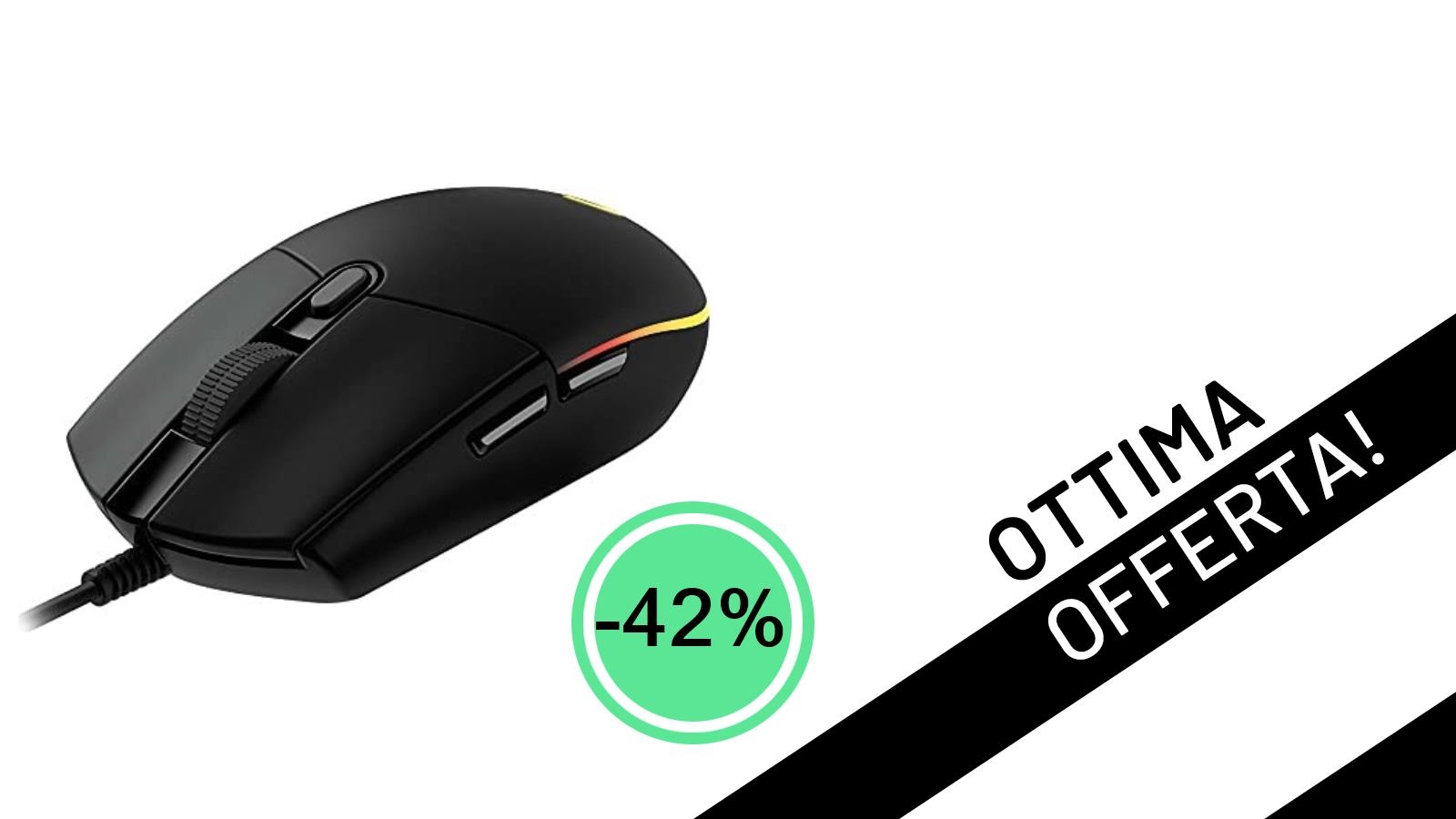 Offerta shock: Mouse Gaming Logitech G102 LIGHTSYNC al minimo storico con il 42% di sconto!