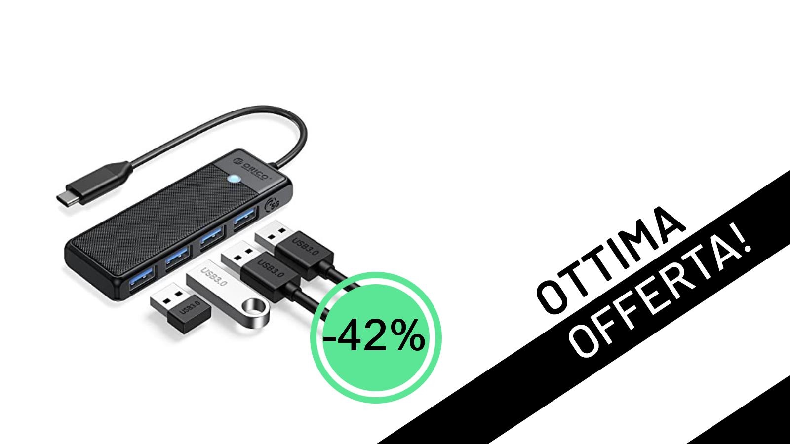 Hub USB C ORICO 4-in-1: L'Offerta Imperdibile al 42% di Sconto, Solo 6,98€!