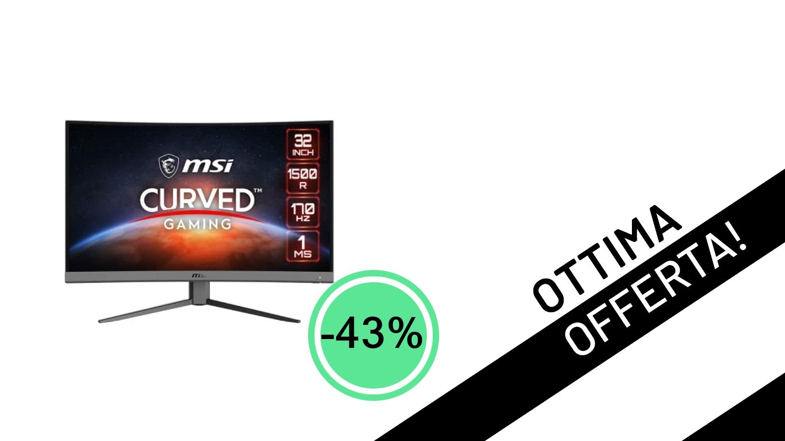 Offerta imperdibile: il monitor gaming curvo MSI da 31,5" a soli 199€ con il 43% di sconto!