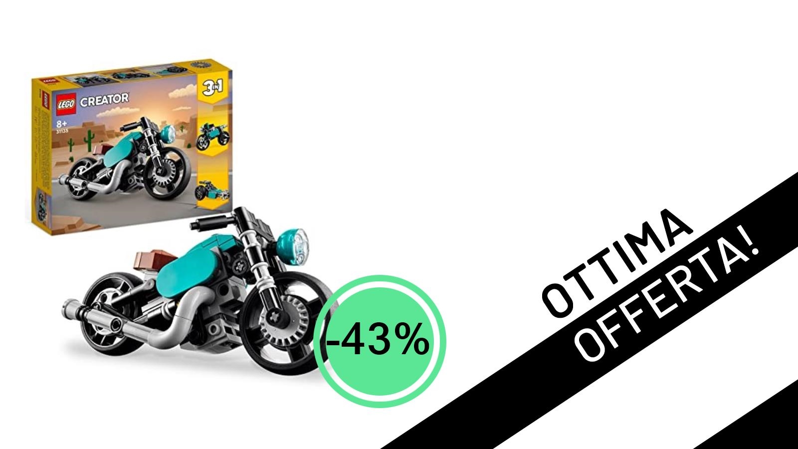 Affare Imperdibile: LEGO Creator Motocicletta Vintage 3 in 1 Scontata del 43% a Soli 20€!