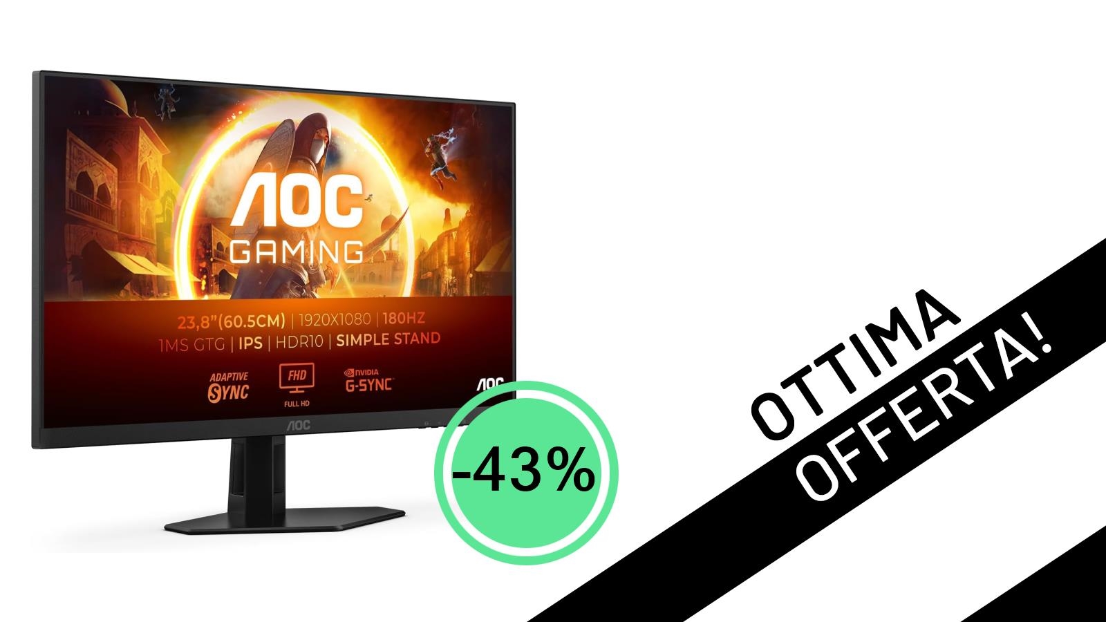 Offerta Shock! Il Monitor Gaming AOC 24G4XED crolla a soli 79€ con il -43% di sconto!