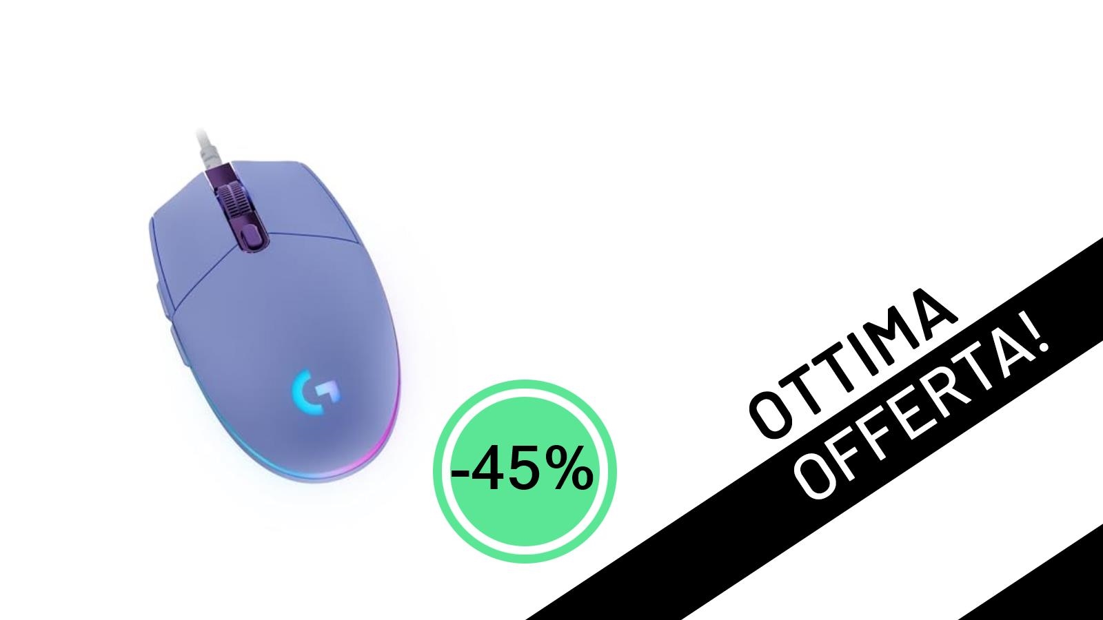 Offerta Shock: il Mouse Gaming Logitech G G203 LIGHTSYNC Lilla crolla a soli 26,49€ con uno sconto del 45%!