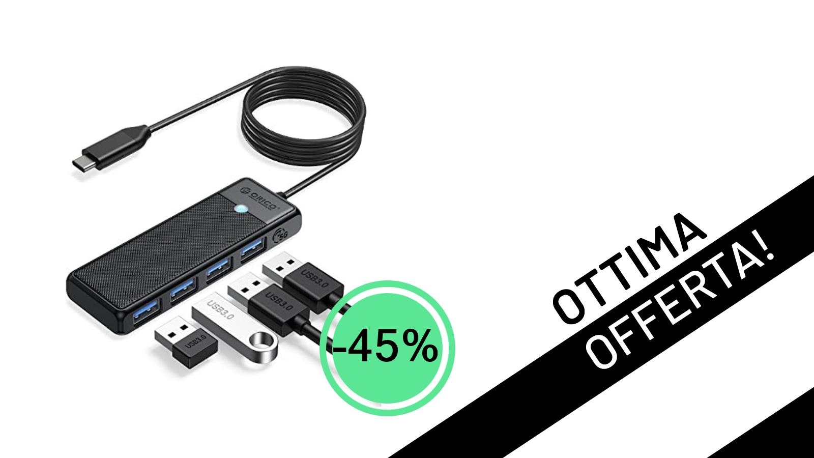 Hub USB ORICO 4 in 1: Espandi la tua produttività con uno sconto imperdibile del -45%!
