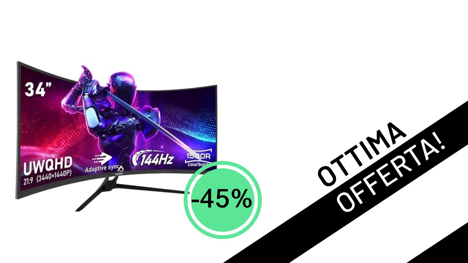 Offerta Imperdibile: Il Monitor Curvo Gawfolk CU34E4CW da 34 Pollici Scontato del 45% a Soli 265,28€!