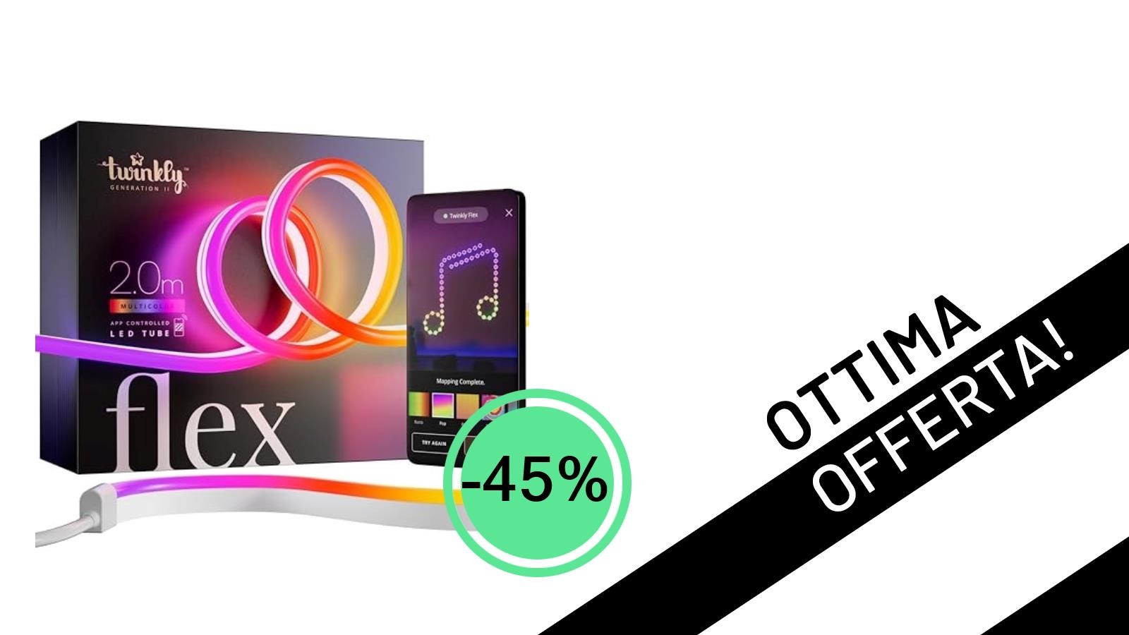 Illumina il tuo Spazio con Stile: Twinkly Flex 2m, la Striscia LED RGB al -45% a soli 43,68€!