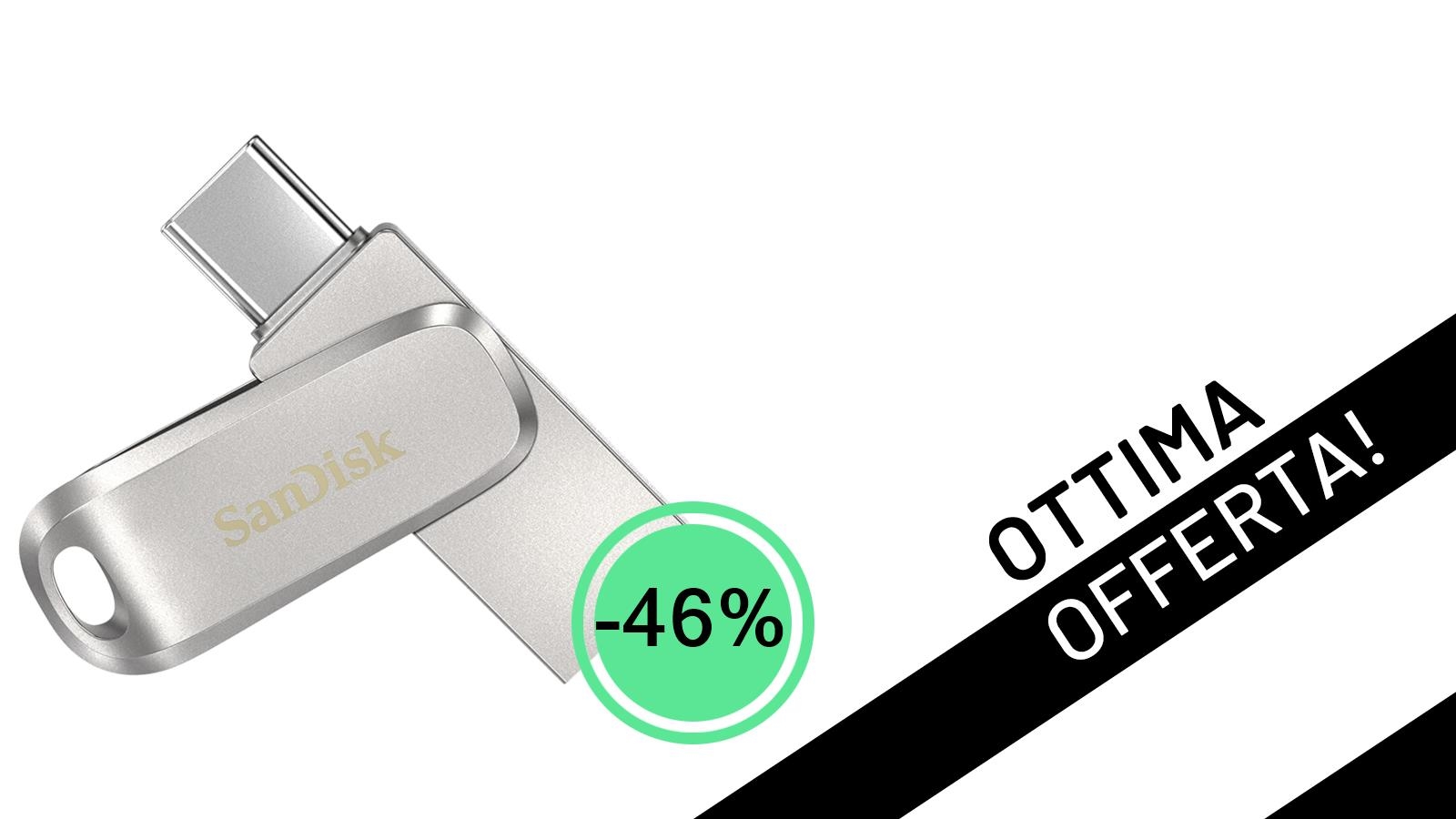 SanDisk Ultra Dual Drive Luxe 64GB: La Chiavetta USB Definitiva Scontata del 46% a Soli 18,14€!