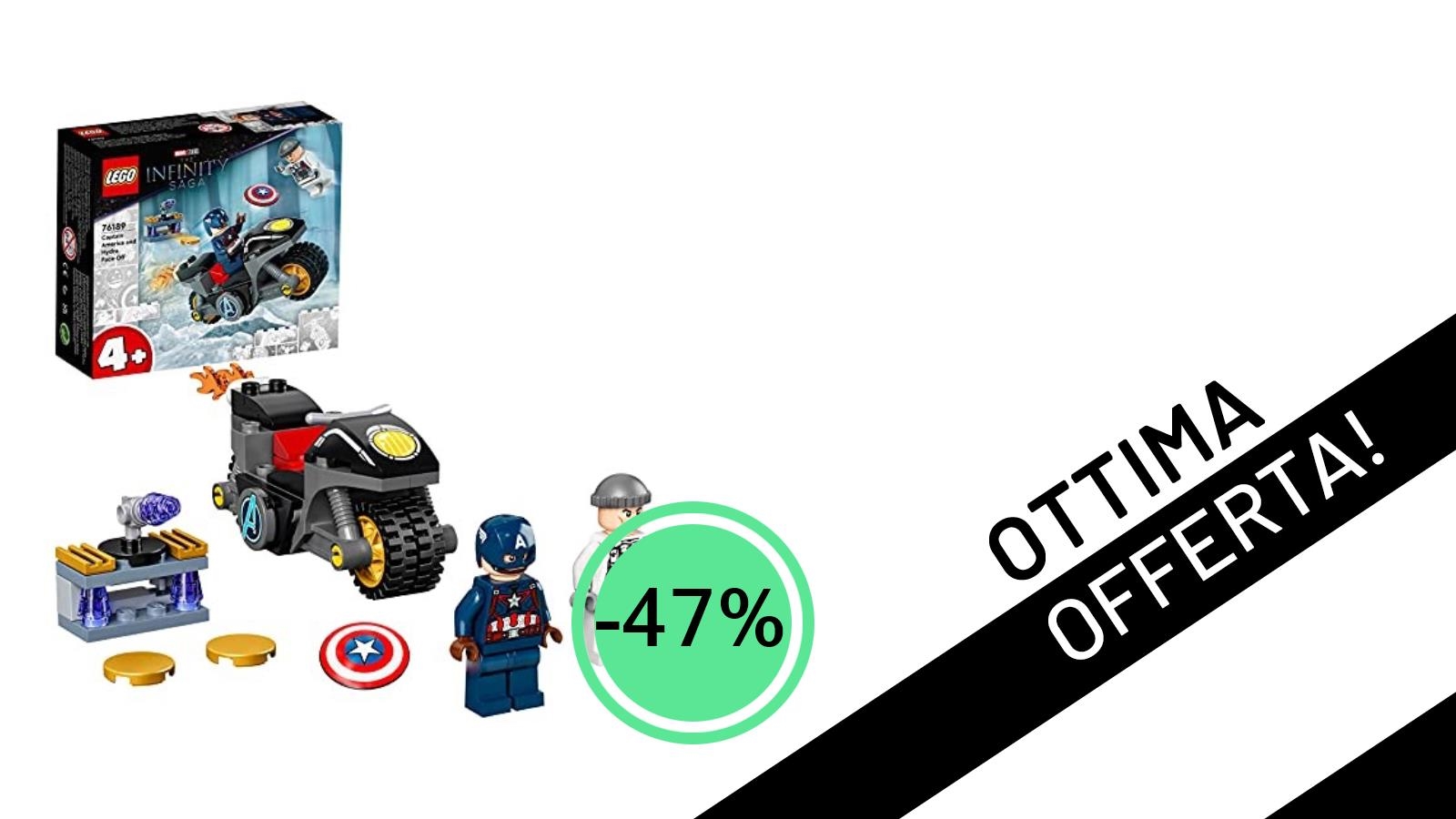 Offerta Shock: LEGO 76189 Super Heroes Scontro tra Captain America e Hydra a soli 9,99€!
