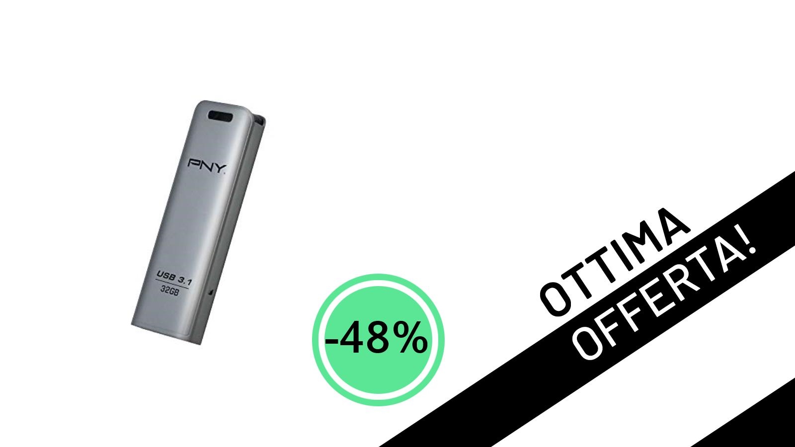 Imperdibile! La Chiavetta USB PNY Elite Steel 3.1 da 32GB a soli 8,02€ con il -48% di sconto!