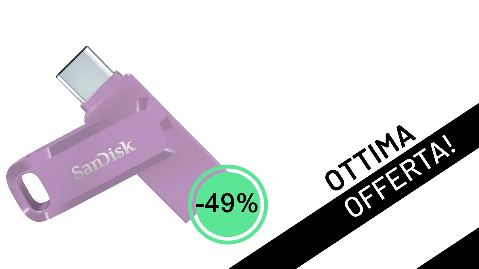 Offerta Lampo: La SanDisk Ultra Dual Drive Go 128GB Sfreccia a -49% su Amazon!
