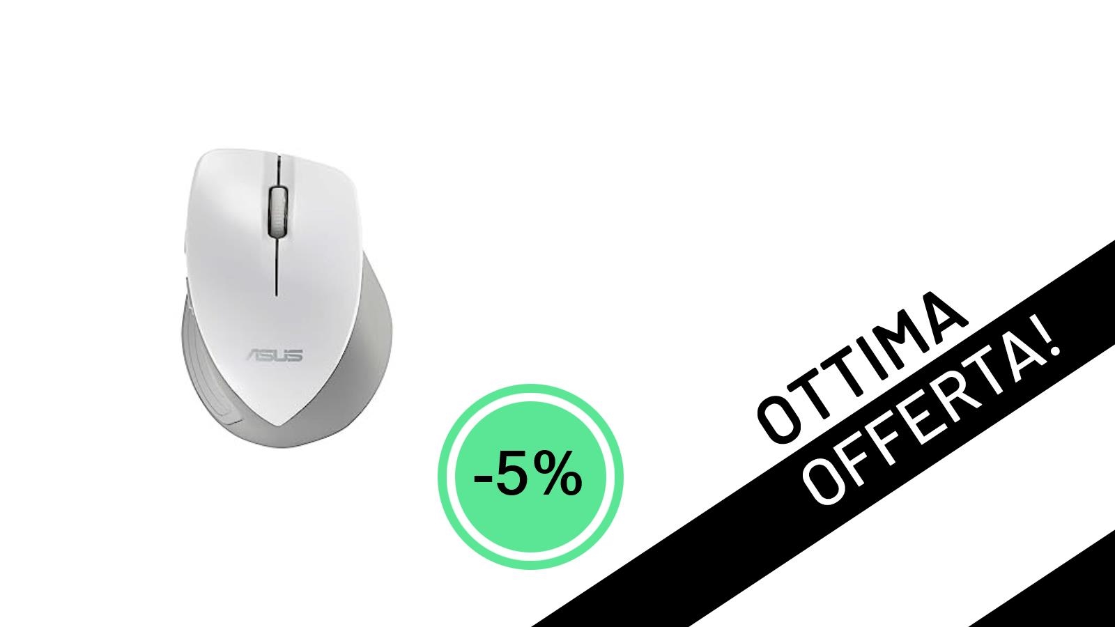 L'ASUS WT465 Mouse Wireless Gaming Bianco è in offerta a un prezzo incredibile: solo 19,90€!