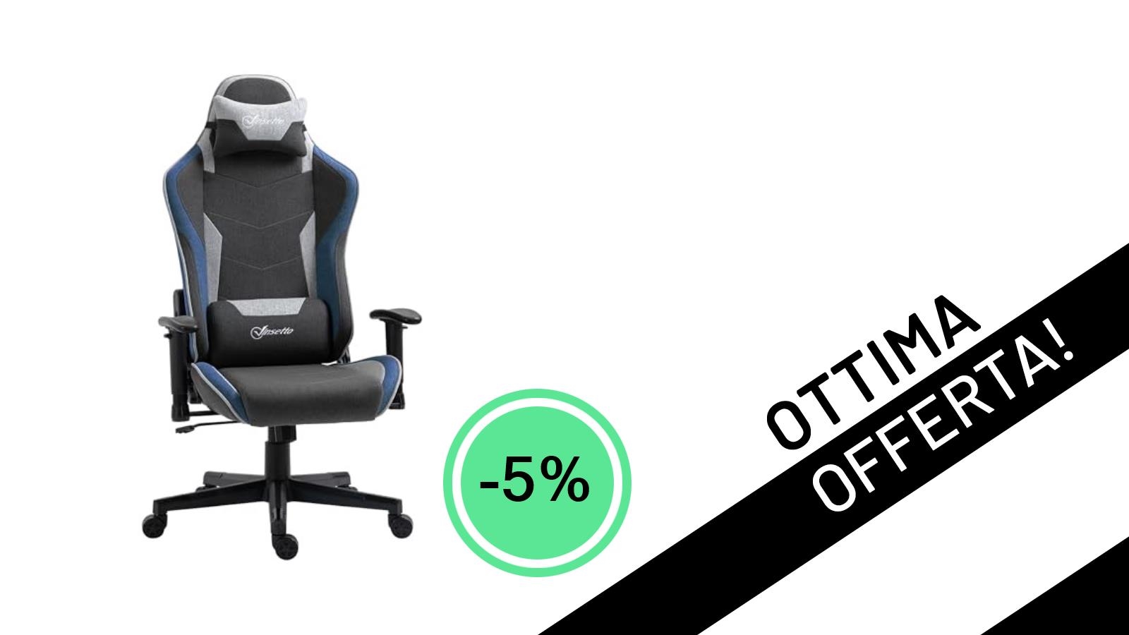 Offerta imperdibile: la Sedia Gaming Vinsetto in tessuto effetto lino a soli 145,30€!