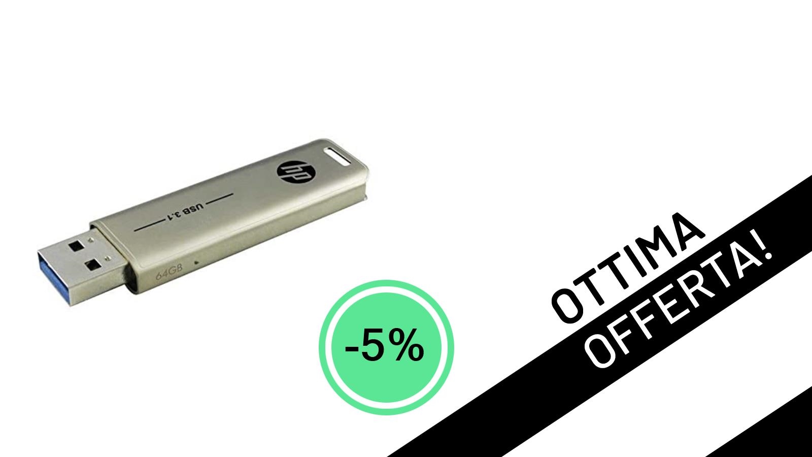 La Chiavetta HP x796w USB 3.1 da 64GB: Velocità e Stile a soli 11,35€ con il 5% di Sconto!
