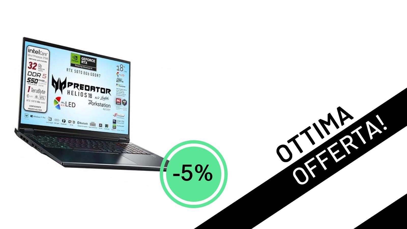 Acer Predator Helios 18 AI: La Potenza Gaming al Tuo Servizio con uno Sconto Imperdibile!