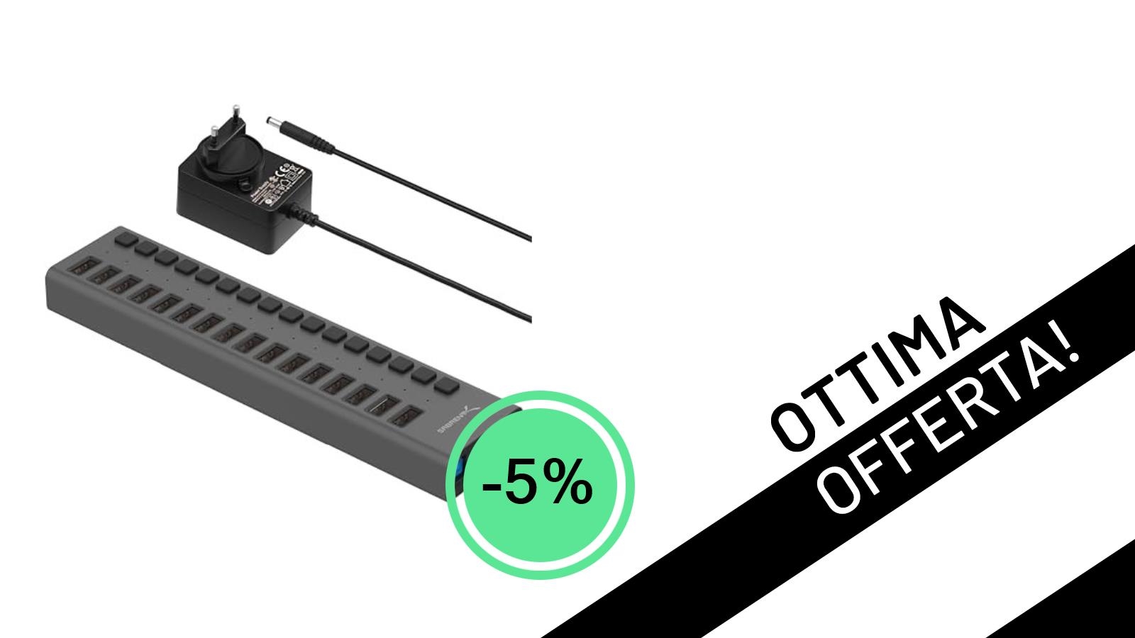 Espandi la tua connettività: Il SABRENT Hub USB 3.2 Gen 1 da 16 porte è in offerta a un prezzo mai visto!
