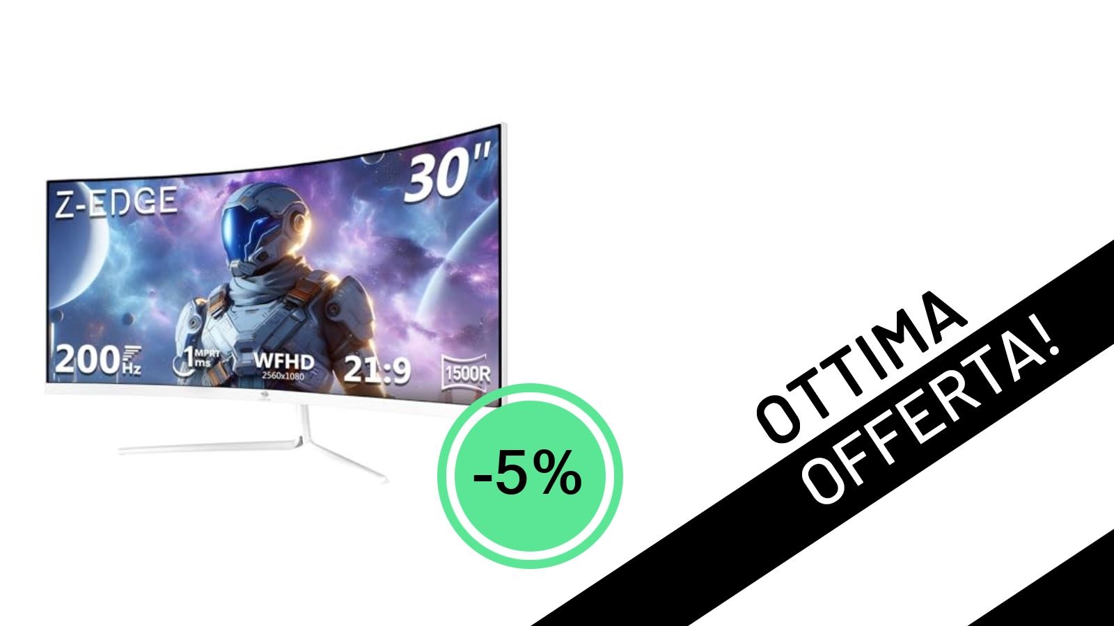 Affare imperdibile: il monitor Z-Edge Gaming Curvo 30'' Ultra-wide 200Hz è tuo con il 5% di sconto a soli 225,61€!